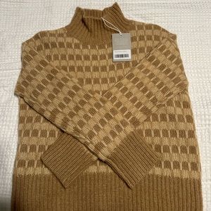 EVERLANE The Cloud Checkered Turtleneck Golden Oak/Wheat Size S